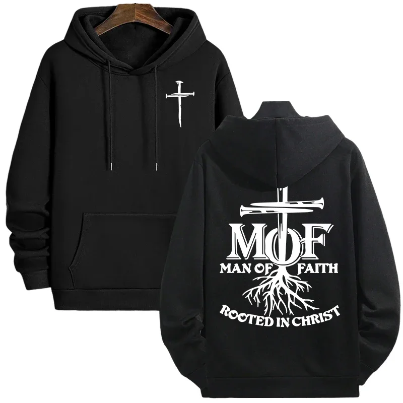 Herbst Winter Täglich Lässig Sportlich Mode Hoody Oberbekleidung 2025, heißer Verkauf Herren Hoodie Man of Faith Jesus Print Kapuzenpullover