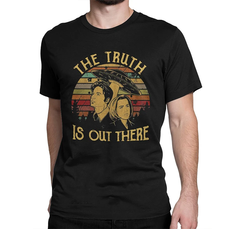 The X Files The Truth Is Out There T-Shirts For Men Alien Awesome Cotton Tee Shirt O-neck Harajuku Tshirt Clothes Oversize