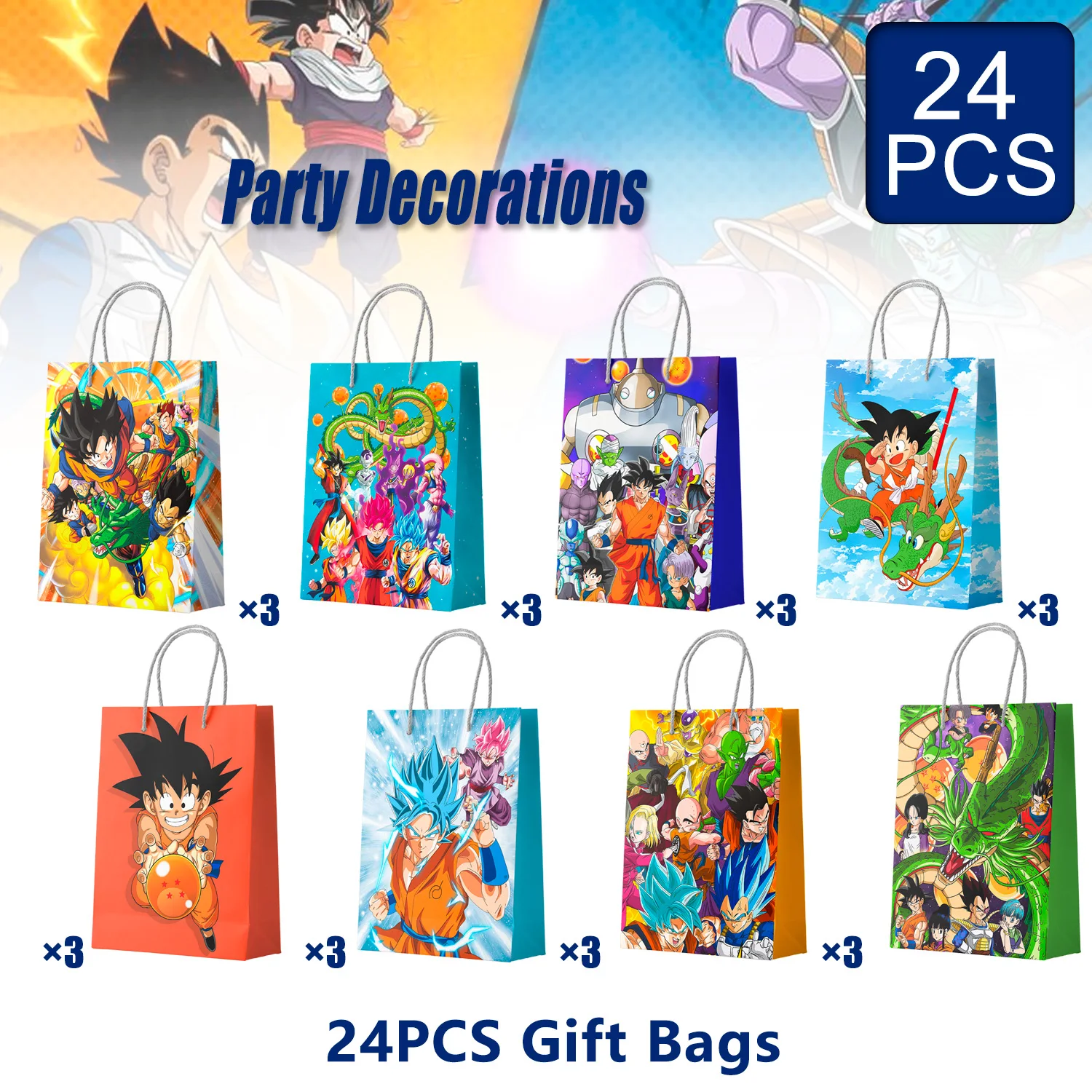 Dragon Party 24pcs Gift Bags Party Supplies/Cartoon Candy bags, Tote bags,Gift Bags for Kids Paper Favor Packs for Kids Party