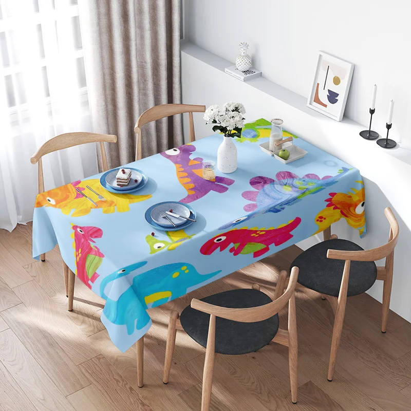 Brightly Colored Kids Tablecloth With Dinosaurs - Perfect For Playrooms Or Parties (#Home DéCor) #Tableclothsforkids #Partydecor-image