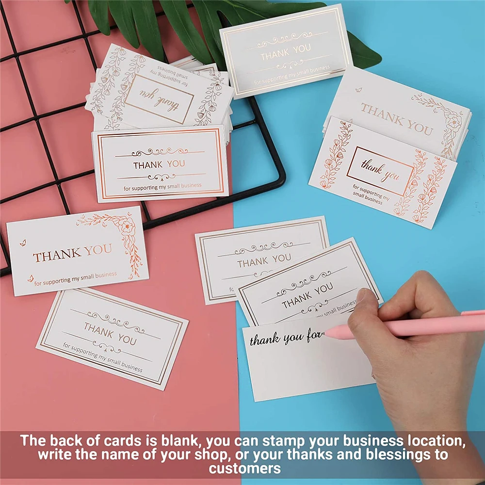 10-500 Pcs White Thank You Card Thank You for Supporting My Business Card for Small Businesses Decor for Small Shop Gift Packs