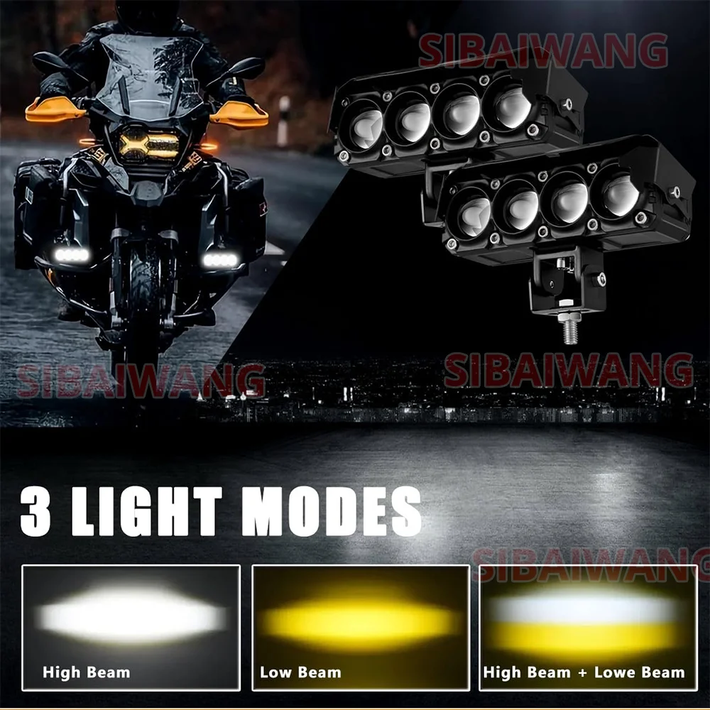 Super Bright Led Headlight with Fan for Motorcycle 200W 12V 24V Moto LED Spotlight Fog Light Work Lights Accessories for SUV ATV