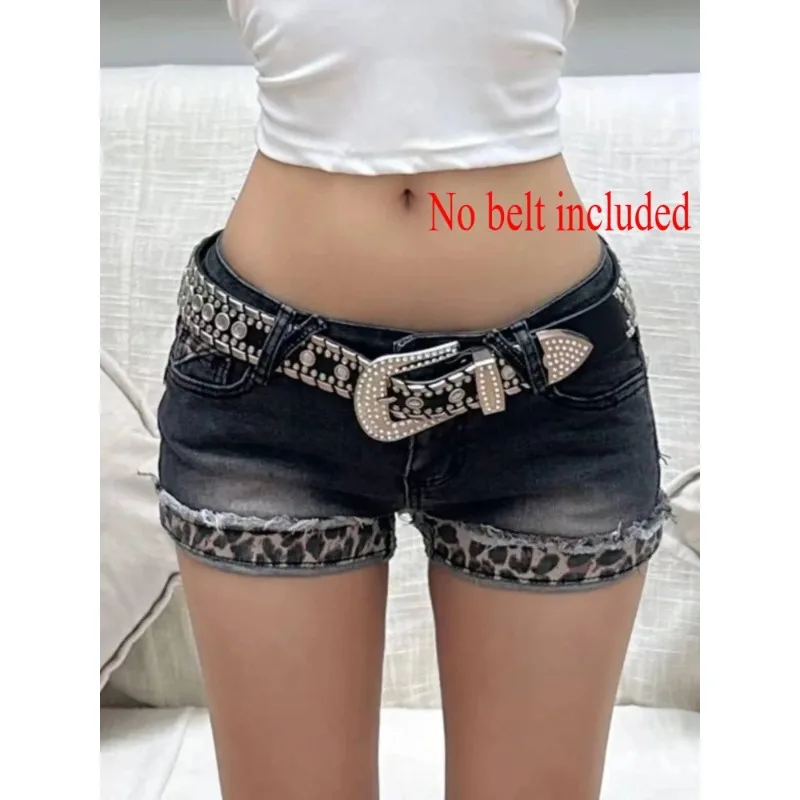 Damskie czarne gotyckie szorty jeansowe w stylu vintage, estetyczne koreańskie szorty jeansowe z niskim stanem, Harajuku Y2k, krótkie spodnie kowbojskie, odzież letnia