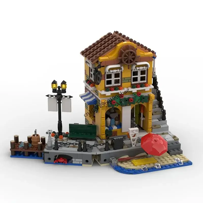New 665Pcs City Hot Selling Street View Moc Modular Fat Crab Resto Model Custom Puzzles Diy Creative Ideas Toys Birthday Gifts