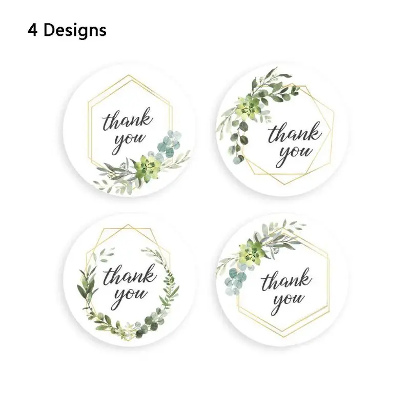 367A Thank You Stickers 500pcs/roll 4 Styles Vegetation Thank You Sticker for Christmas Scrapbooking Stationery Seal Labels