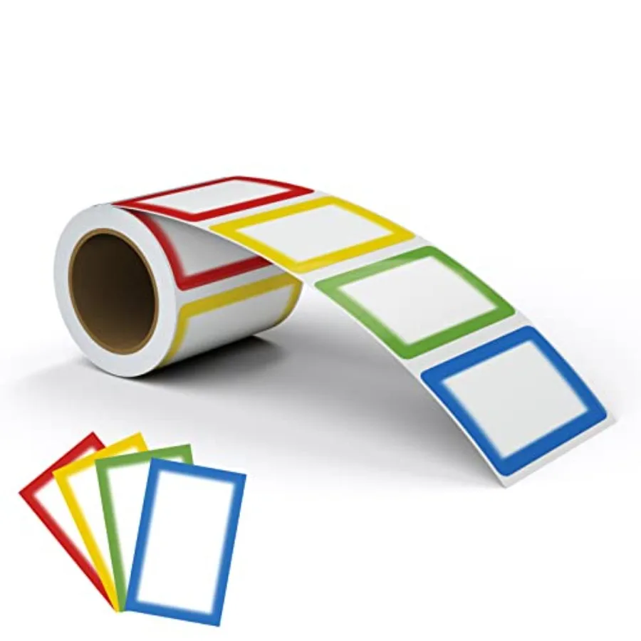 

Цветные этикетки для именных бейджей, 200 штук, 3,5 x 2,25 дюйма, с цветной рамкой, для офисных встреч, школы, домашних мероприятий и вечеринок