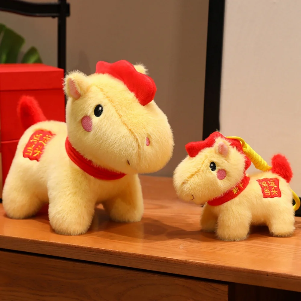 Adorabili giocattoli di peluche Pony fortunato Peluche morbido Cartone animato Cavallo Ciondolo Bambola Capodanno cinese Benedizione Souvenir Bel regalo