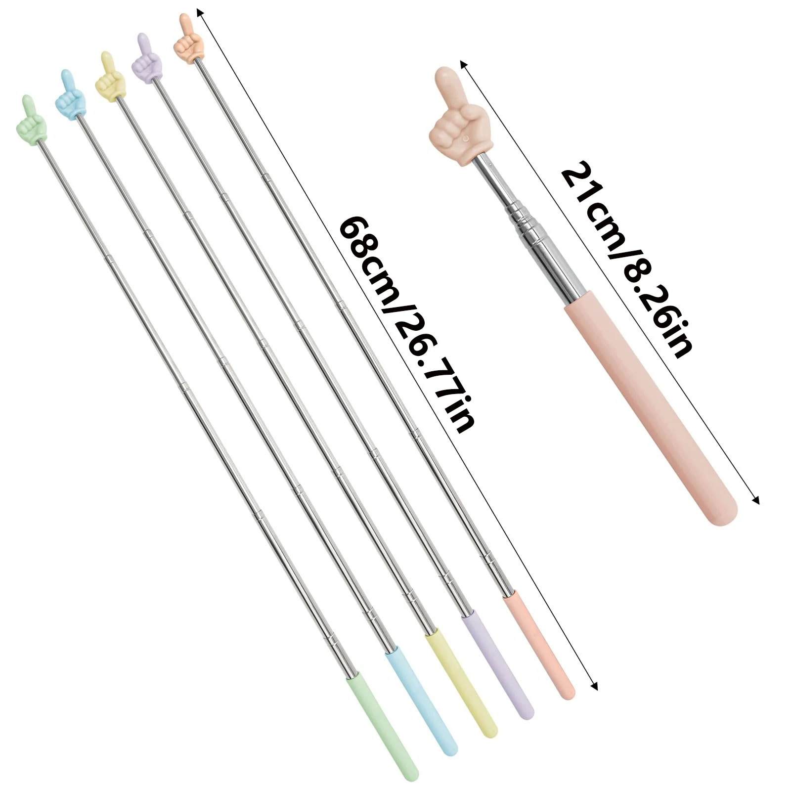 Telescopic Steel Teaching Pointer Finger Design Reading Stick Office School Supplies Adjustable Rod for Presentation