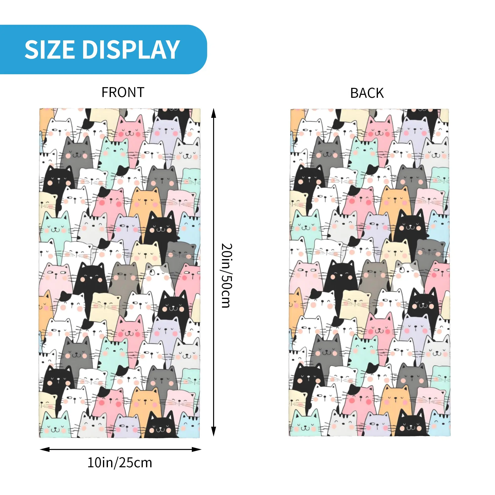 Custom Cat Bandana Winter Neck Warmer Women Windproof Wrap Face Scarf for Hiking Colorful Print Gaiter Headband