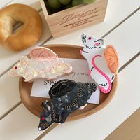 1pc New Fun Cartoon Mouse Cute Scratch Clip Rear Cap Hairclip High Ponytail Hair Catching Shark Clip Hair Accessory
