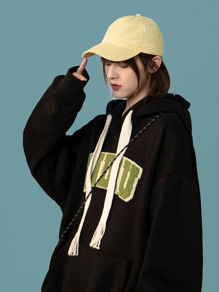 Women Cozy Lazy Style Fleece Lined Hoodie 2026 Autumn Winter Unique Design Loose Zip Up Sweatshirt Outerwear Jacket