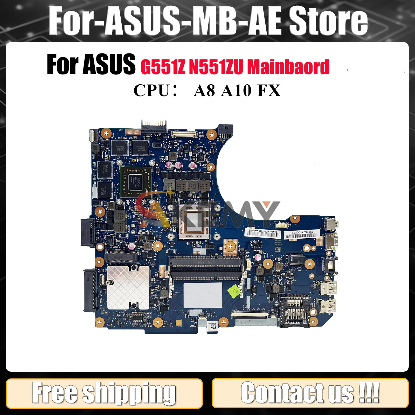 

N551ZU Laptop Motherboard For ASUS ROG N551Z G551Z N551ZU Notebook Mainboard With A8 A10 FX CPU 100% tests OK fast shipping stk
