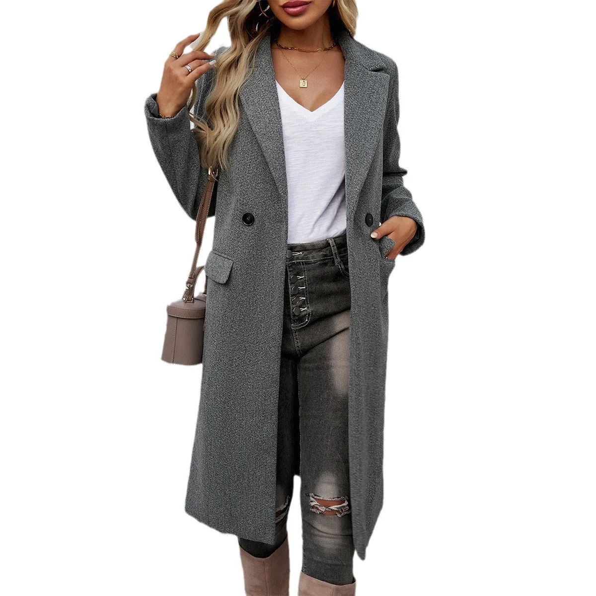 Outono e inverno nova amazon europeu e americano comércio exterior temperamento commuter lapela cardigan jaqueta roupas femininas