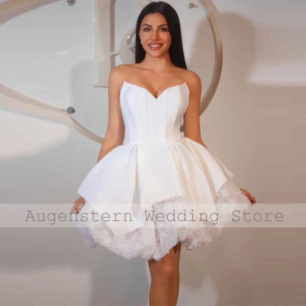 Charmante robes pour femmes tendance 2025 Jersey a-ligne robes de soirée de mariage blanc chérie froncé fleurs 3D volants robe de mariée