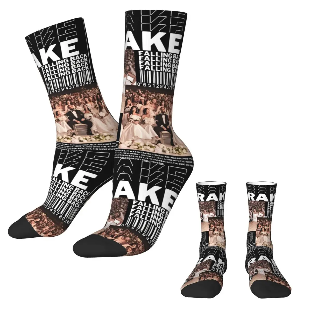 Washed Vintage Rapper Drake Socks Retro Stockings Autumn Anti Bacterial Men's Socks Comfortable Custom Running Socks