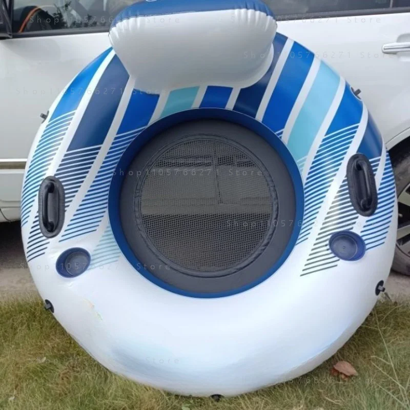 Large Inflatable Floating Island with Awning 8-10 Persons Sea Floating Shade Boat for Adults Household Use