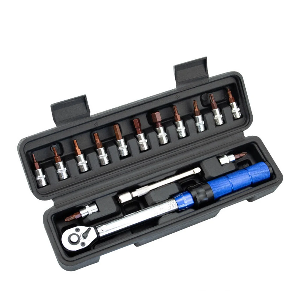 15pcs Bicycle Torque Wrench Set, Hex Double‑way Ratchet Wrench with Special Socket, Bike Repair Tools