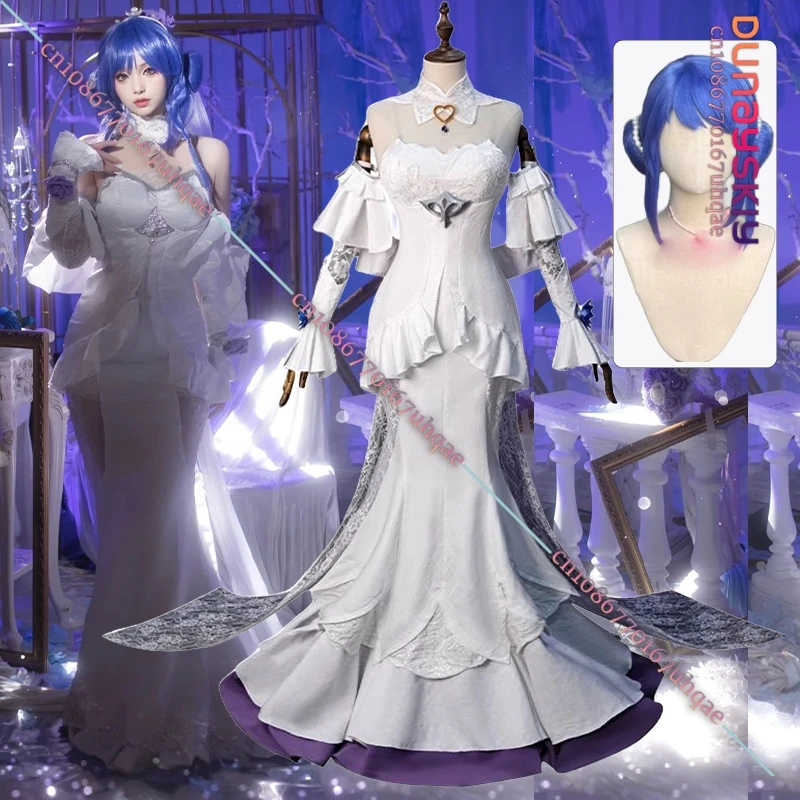 

Cosplay Crystal Rose Sona Cosplay Costume Game LEAGUE OF LEGENDS Role-play Clothes White Bodycon Dress Wig Set Anime Party Unifo