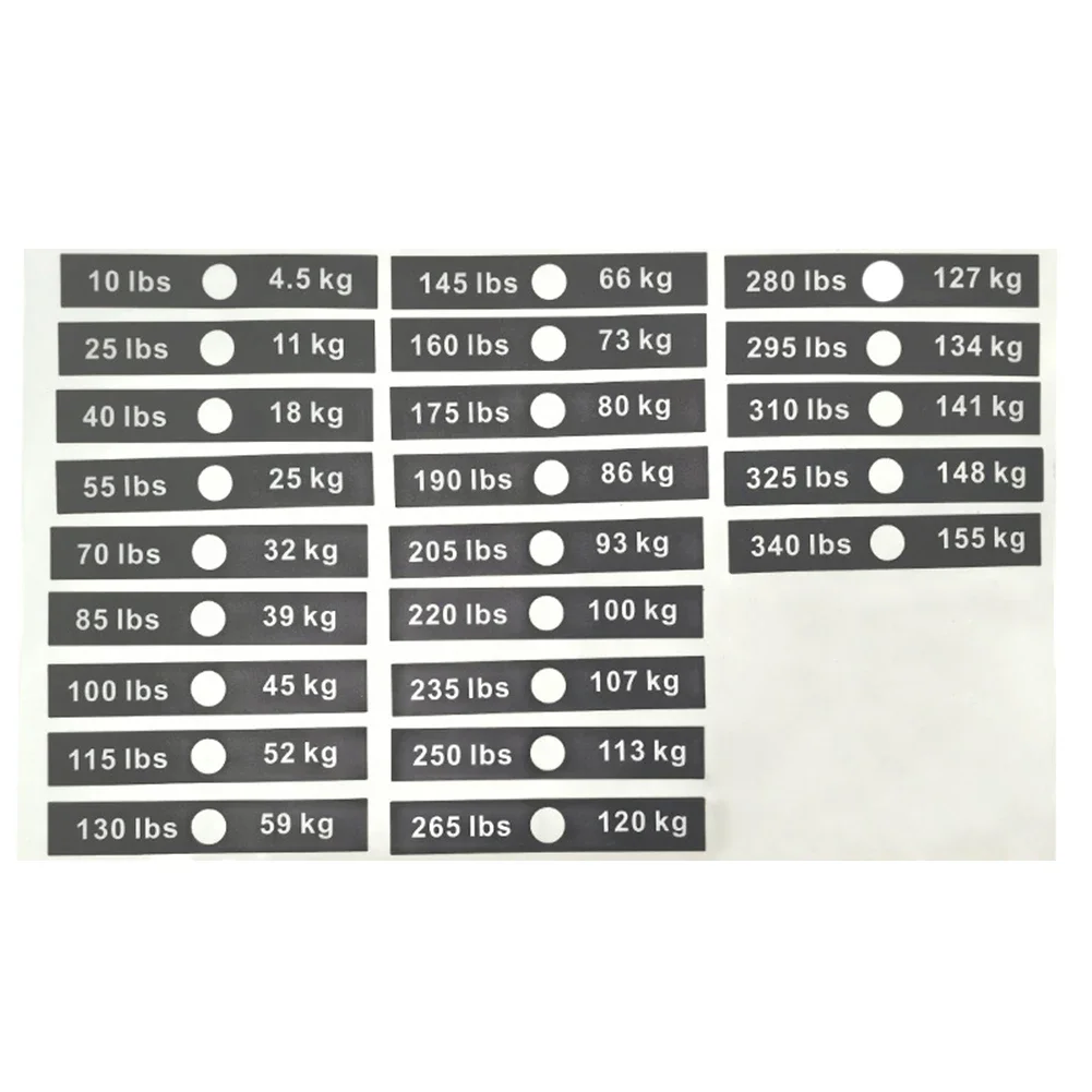 Weight Stack Labels for Fitness Equipment Number Stickers for Dumbbells Barbells Easy Identification 4 5kg to 155kg