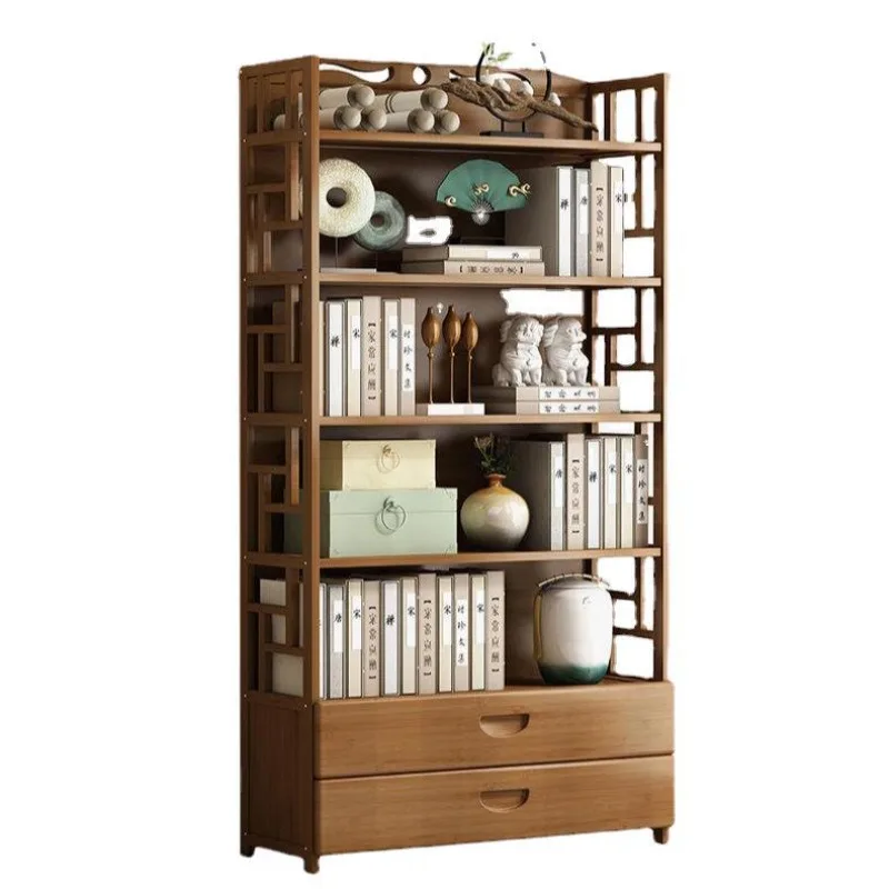 Office Company Simple Wind Floor Data Shelf Household Study Living Room Simple Bookshelf Nanzhu Multi-layer Storage Shelf