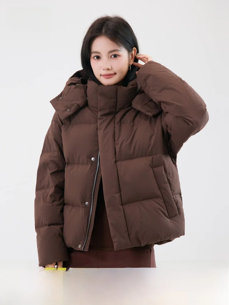 

Snow Flying Spring 2026 Women's Short down Jacket Detachable Cap Thickened Outerwear Bread Coat Sweet Style Polyester Fiber
