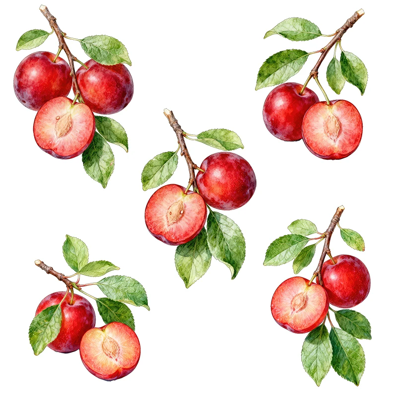 Three Ratels CFN129 Red plum branch Wall stickers for home decoration fruit shop window decals