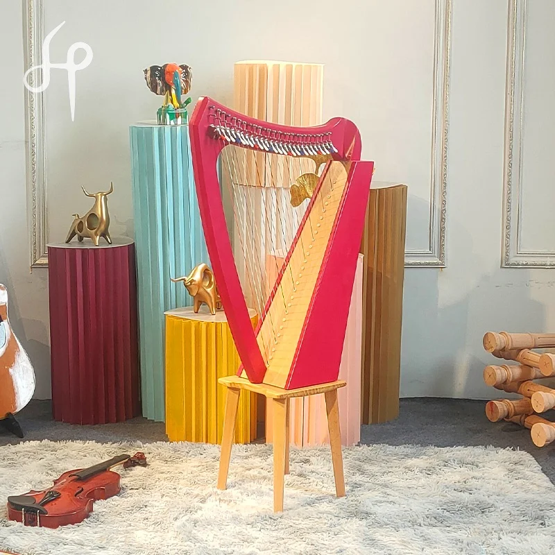 

Hooqu Red Lever Harp Fashion Portable Lyre HarpProfessional Instrument Beginner 26 Strings Lever Irish Harp For Students Harp