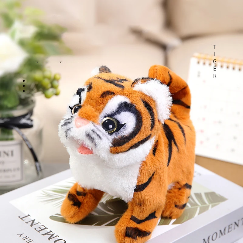 Realistic Tiger Stuffed Animals Plush Toys Durable Stuffed Animal Tiger Electric Plush Christmas Gifts for Toddler Kids Children