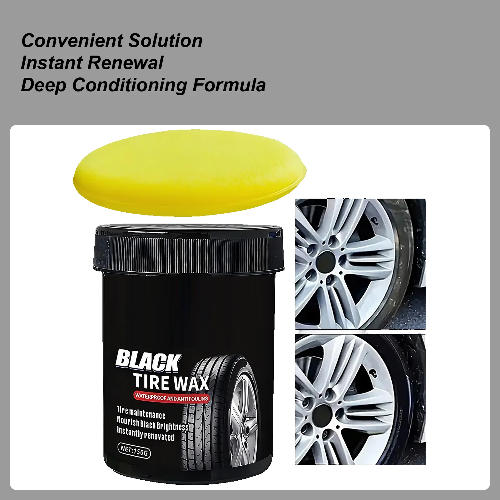 

Паста для восстановления блеска автомобильных шин, 150 г, черная паста для чистки шин, водонепроницаемый бальзам для блеска колес, долговечная защита