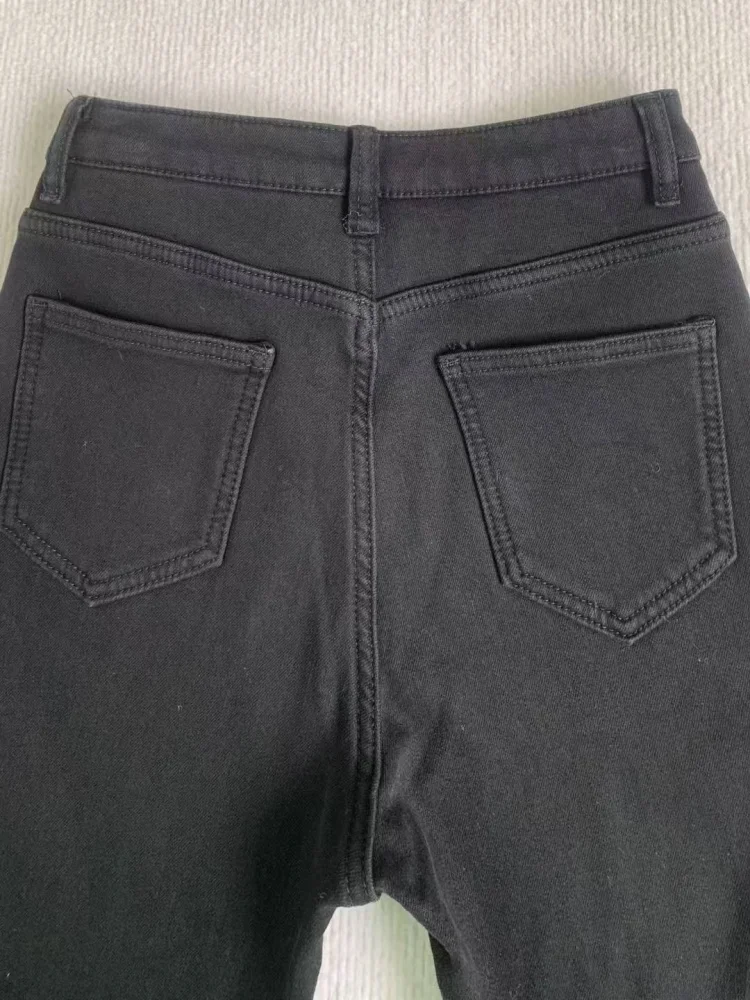 Fce doublé jean évasé femme taille haute élastique minceur Denim pantalon automne hiver grande taille pantalon à jambes larges Cleanfit Sle