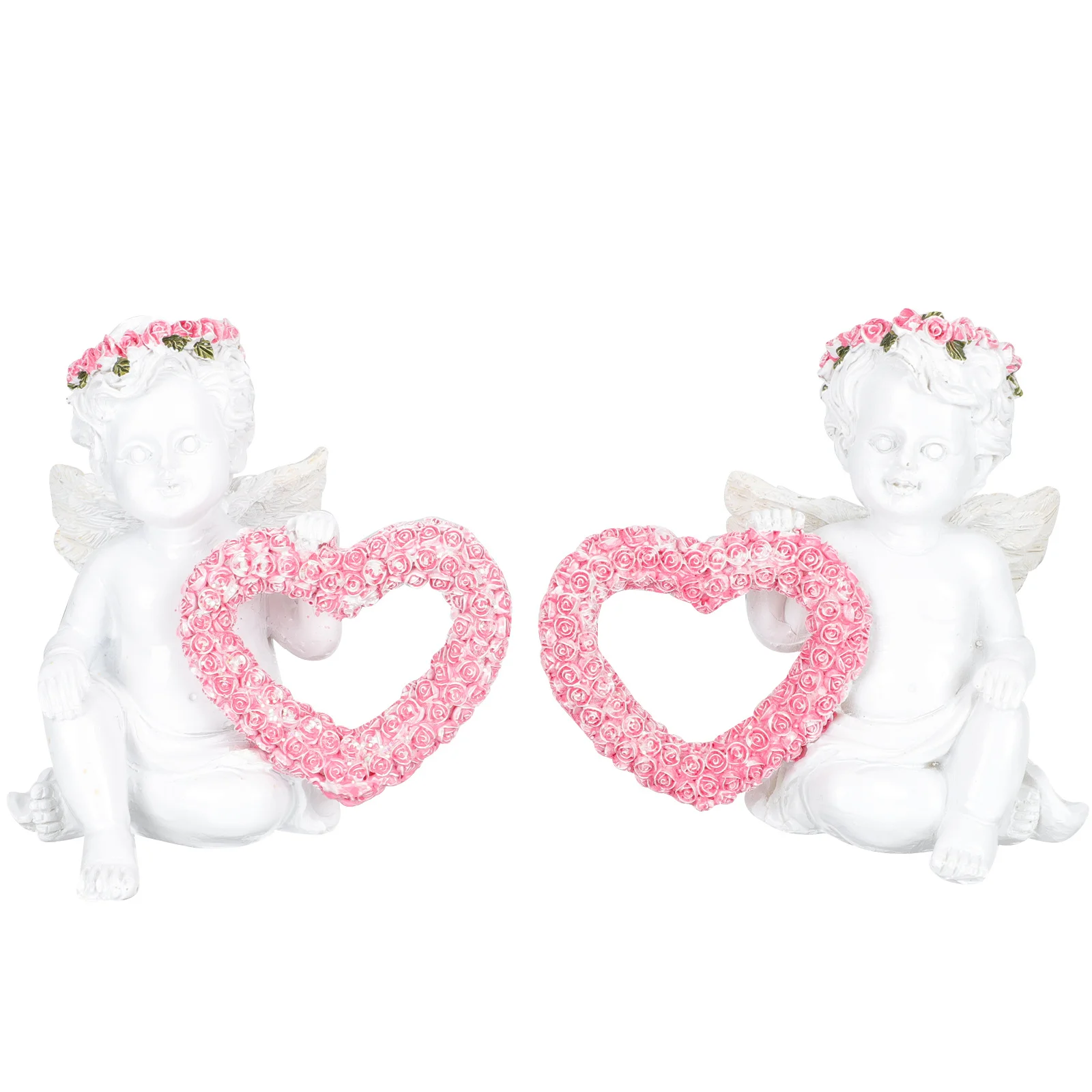 

1Pair Lovely Angel Ornaments Resin Craft Decor for Home Office Bar Indoor Outdoor Use Desktop Angel Decoration Photography Prop