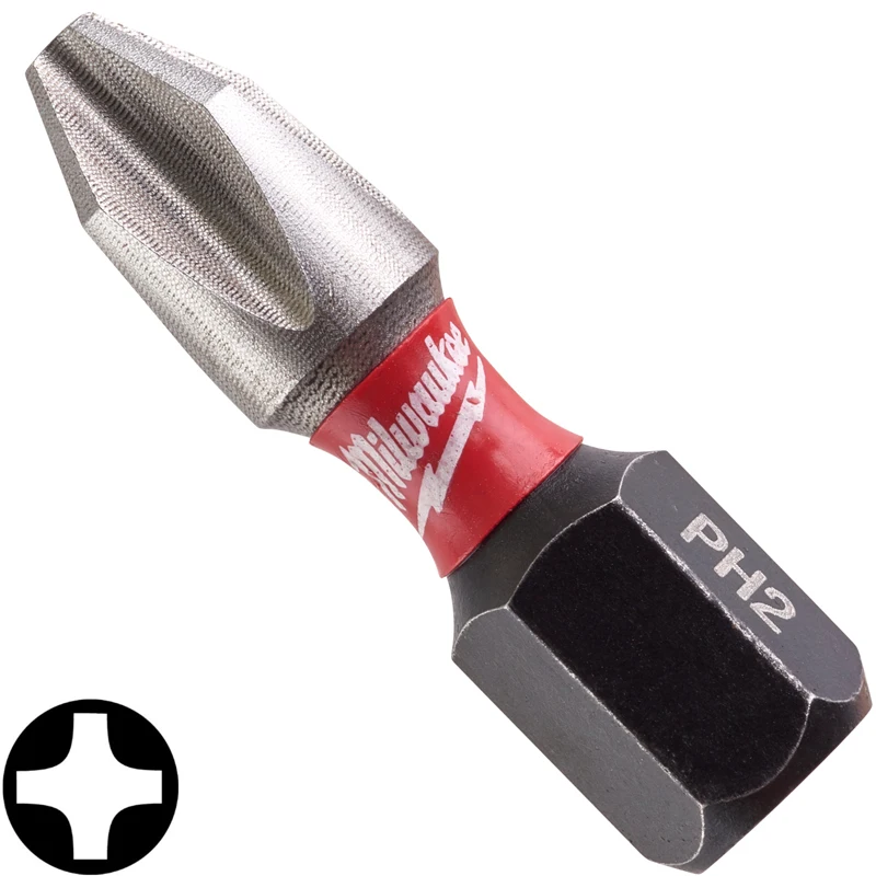 Milwaukee 4932430853 Shockwave 25 X PH2 25MM Screwdriver Bits Durable Sturdy High Hardness HSS Bits Tool Accessories