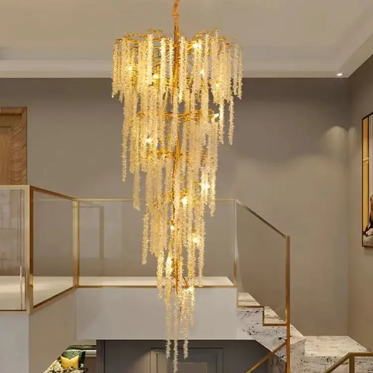 Luxury French Style All-Copper  Pearl Crystal Lamp Square Oval for Hotel Living  Villa for Atmospheric Lighting