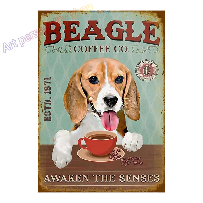 Dog Metal Poster Beagle Co. Bath Soap Wash Your Paws Tin Signs Living Room Bathroom Toilet Home Art Wall Decor Plaque 8X12inch