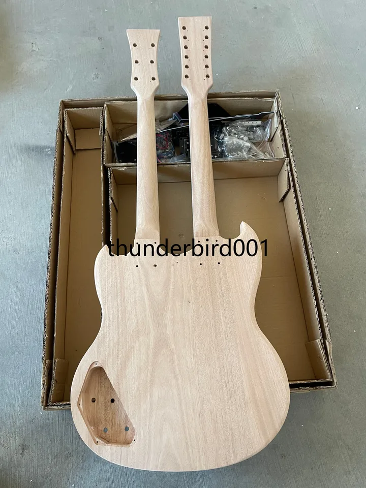 ダブルネック付きエレキギター,日曜大工キット,sg,マホガニーボディ