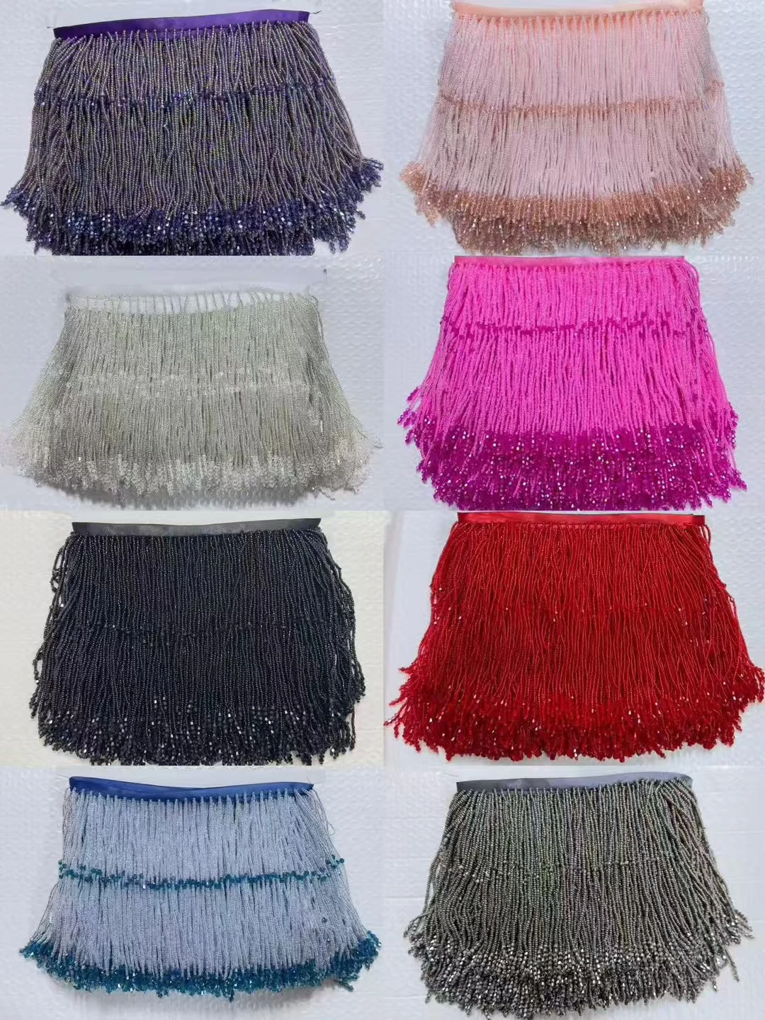 5 Yards 15cm Wide Seed Beads Crystal Beads Beaded Fringe, Dress Fringe, Curtain Lampshade Tassle Fringe, Custom make colors