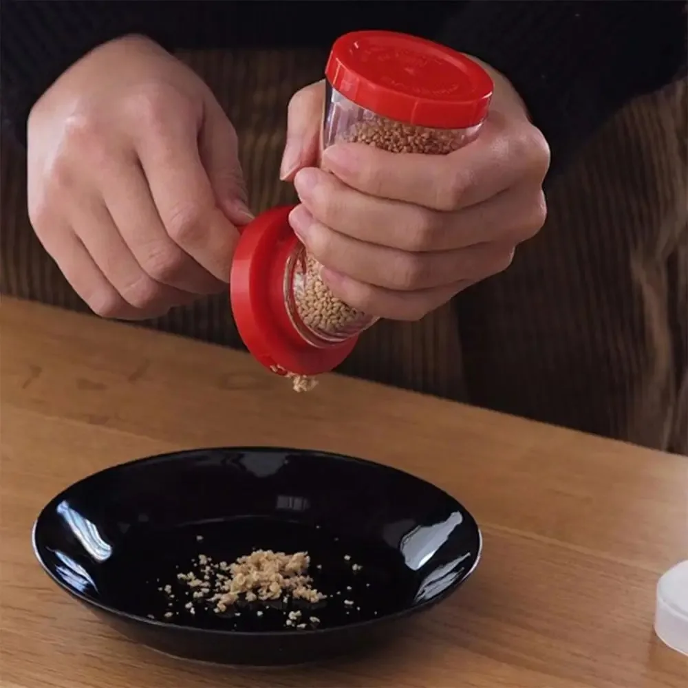 Hand-Rotated Manual Sesame Grinder Transparent Body with Moisture-proof Cover Sesame Dispenser Plastic Spice Grinder