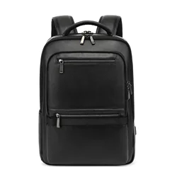 2024 New Luxury Brand Real Cow Genuine Leather Men Backpacks Student Backpack Boy Luxury 15.6 Inch Korean Computer Laptop Bag