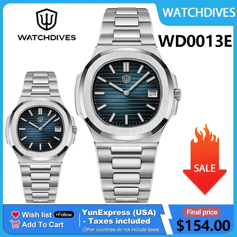 Watchdives WD00013 Watch Top Notch Brushing 316L Case AR Coating Dial Super Luminova BGW9 Swiss Ronda 714 Quartz Movement Watch