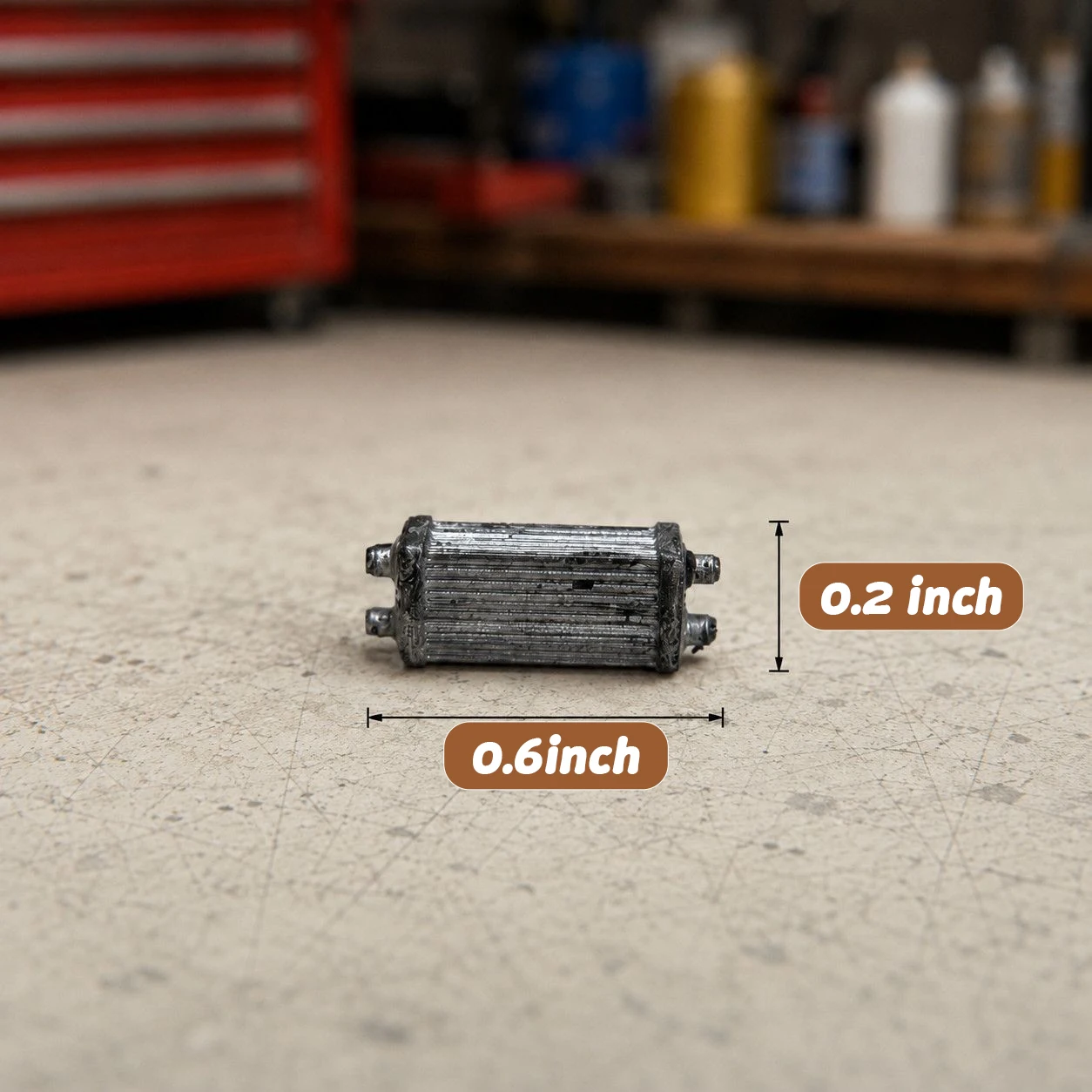 1:64 Miniature model, scaled-down model, silver turbocharger modification scene, automotive parts, sand model of the garage