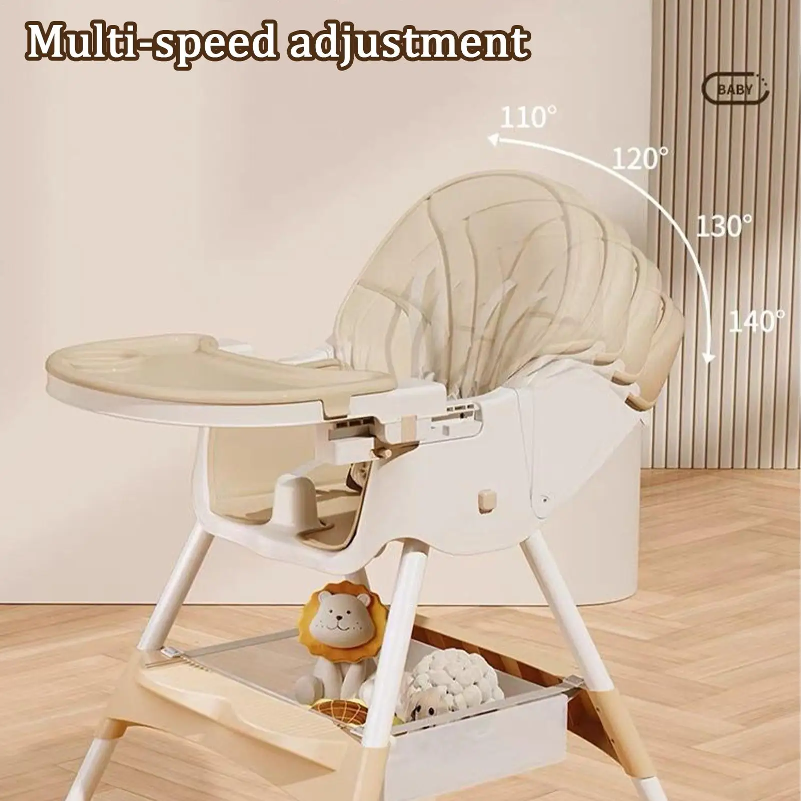 كرسي أكل الطفل متعدد الوظائف قابل للطي مقعد معزز للأطفال مع وظيفة كرسي مرتفع قابل للتعديل مع عجلة #2