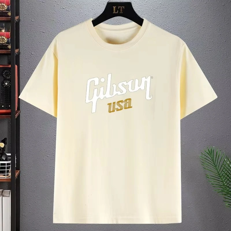 2025 nueva camiseta Gibson USA, camiseta de secado rápido, camisetas de talla grande, camiseta de secado rápido, ropa estética, camisetas lisas para hombres