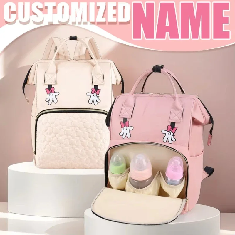 Custom Name Mommy Backpack - Multi-functional Double Shoulder Diaper Bag with Storage for Outdoor Traveling - Unique Personalize