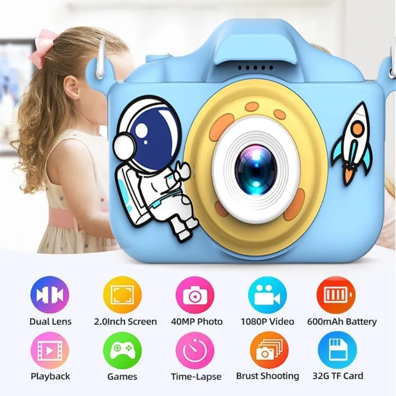 CKids Camera Toys Toddler Digital Camera for Boys Girls, Selfie 1080P HD Video Camera  32GB TF Card,Kids Birthday Gifts for Kids