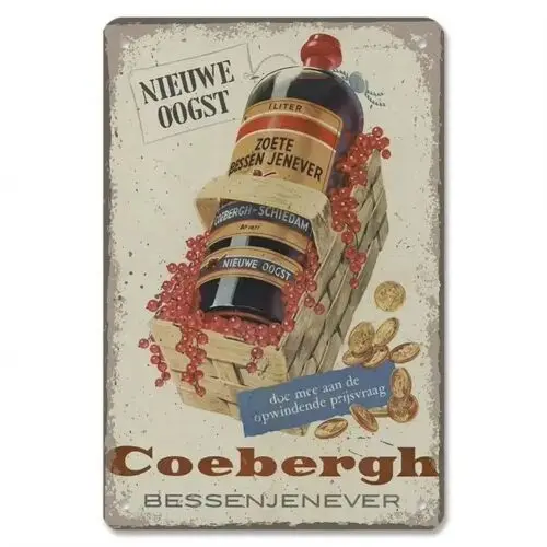 Coebergh Vintage Metal Sign Coebergh Bessenjenever Retro Bar Décor Spirits Art