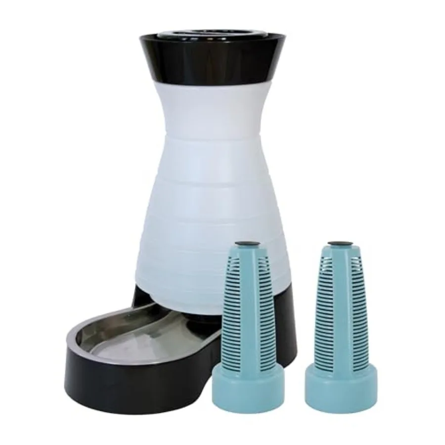 

Healthy Pet Food and Water Stations - Cat and Dog Food Storage Container - Filter Included with Waterer - Keeps Food and Water