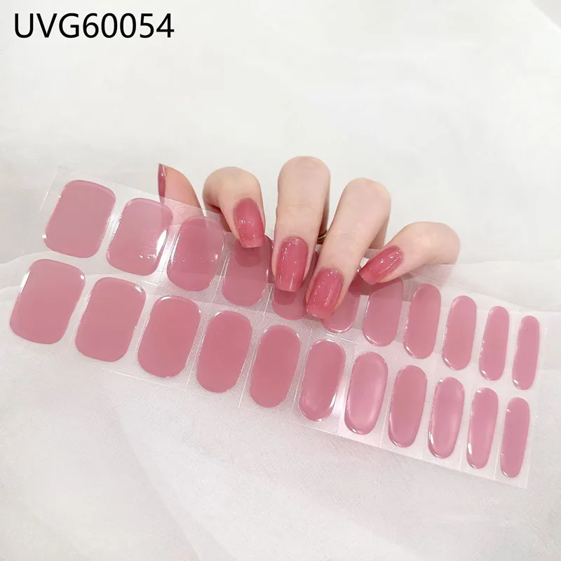 Autocollants pour ongles en gel semi-durci, 1 feuille, ensemble pour lampe UV, manucure française, bandes de laque pour femmes, N64.Wraps, décor d'ongles