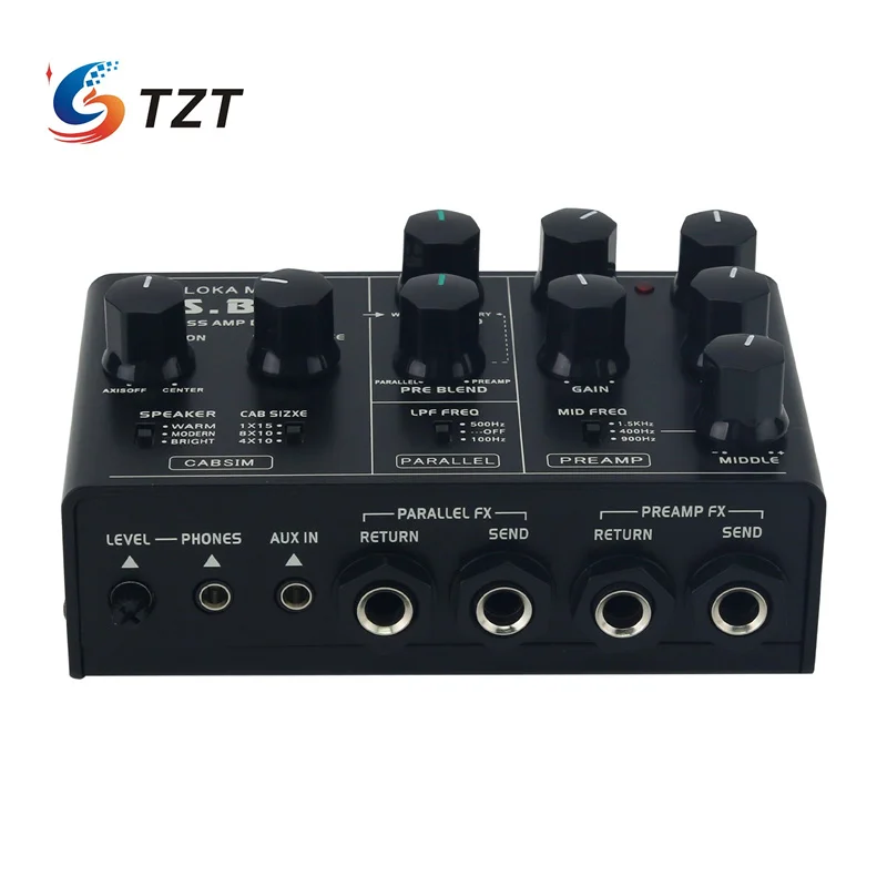 TZT Electric Bass Simulation Effector 3-Segment EQ Bass Speaker Box Ampeg SVT Effects 6.3MM Output with DI