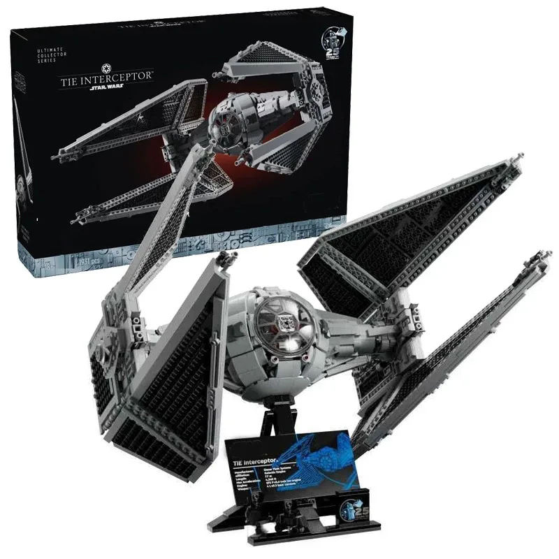 1931PCS Spaceship TIE Interceptors Building Blocks Modified from Imperial Fighters Model DIY Assembly Bricks Toys Kids Gifts