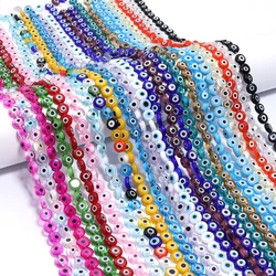 1String Lampwork Glass Beads Evil Eye Flat Round Spacer Beads For Jewelry Making DIY Handmade Earring Bracelet Accessories
